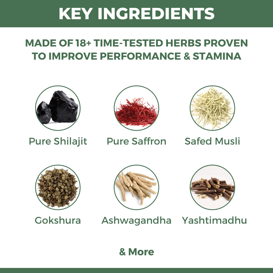 Kama Gold: Ayurvedic Medicine for Strength, Stamina & Vitality in Men (Capsule + Oil + Prash) | Boosts Performance, Increases Timing & Improves Drive & Desire